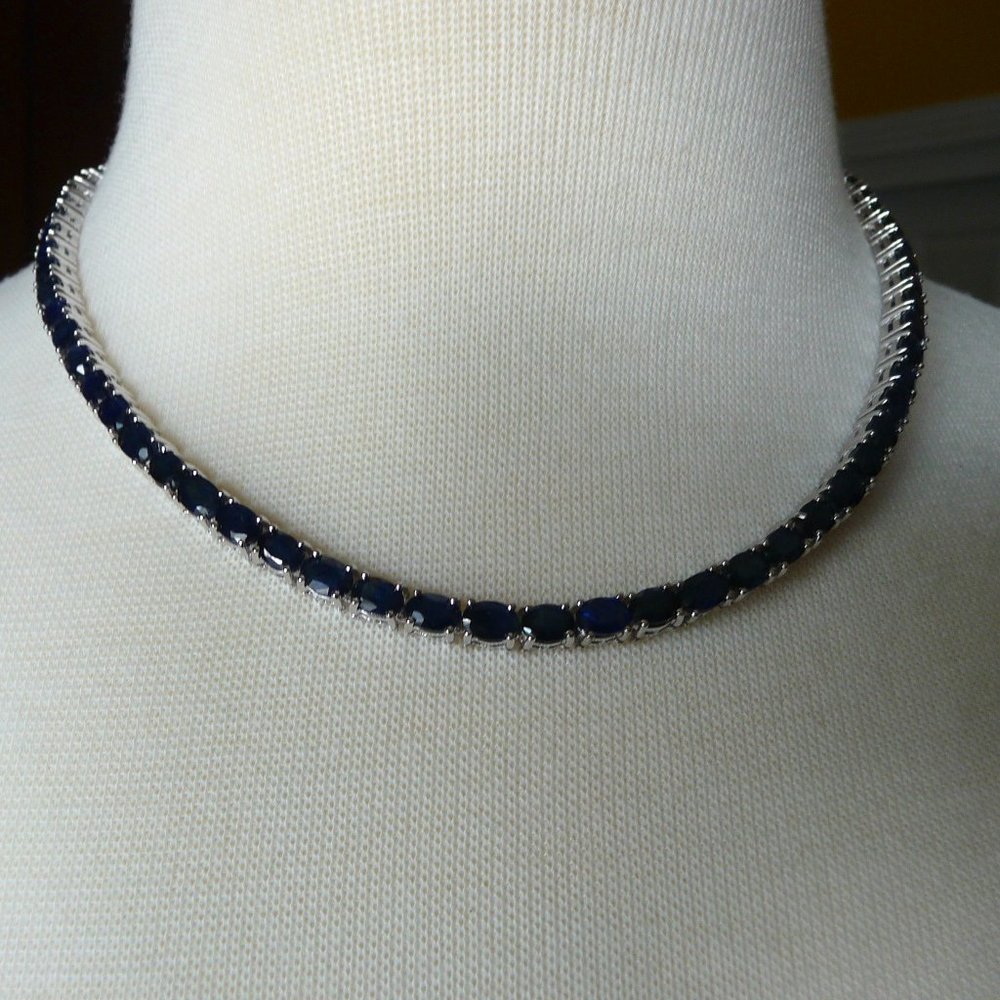 44.76cts Sapphires in Sterling Silver necklace